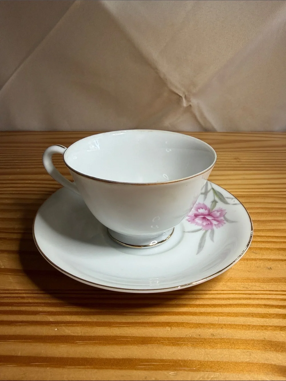 Antique Noritake Japan Pink Carnation Teacup & Saucer Set 1921-1924